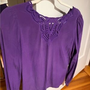 Sezane Purple Blouse with Lace Detail